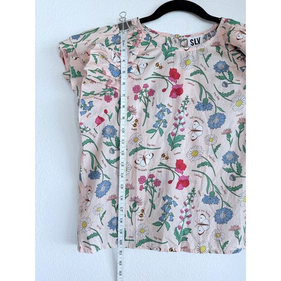NWT Sur La Vague Women's Ruffle Sleeve Top in Pink Botanical Floral Print OS - Picture 9 of 10